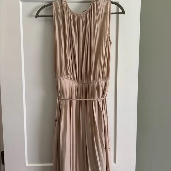 H&M Pink Pleated Smocked Maxi Dress